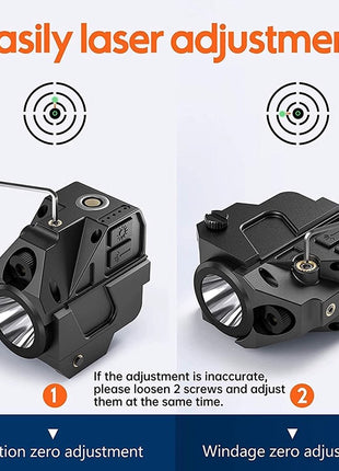 Tactical Flashlight Laser Sight Combo 5W LED – Adjustable Windage/Elevation – Quick Rail Mount – Black