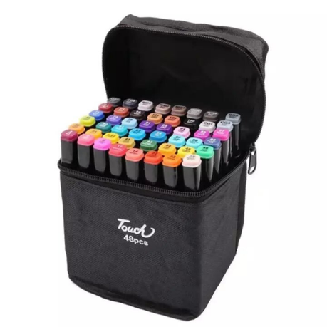 Dual Tip Alcohol Art Markers Set – 48 or 80 Assorted Colours with Carry Case Markers