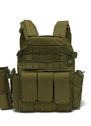 Tactical MOLLE Plate Carrier Vest Adjustable S–2XL – 600D Oxford with 3 Pouches and Drag Handle – Black