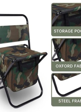 Folding Camping Sports Chair – Steel Frame – Compact with Cup Holder & Carry Bag – Camouflage