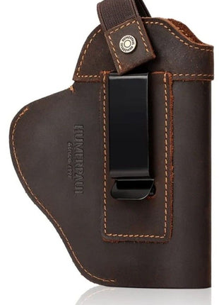 Universal Leather Gun Holster 11x13cm – Ambidextrous Clip – Compact Pistol Fit – Black/Brown/Coffee