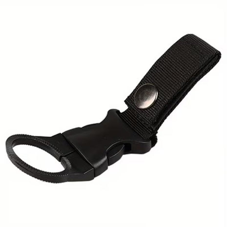 Water Bottle Holder Clip 13.5cm Nylon with Carabiner and Velcro Strap – Fits 27mm Bottles – Khaki/Black/Green