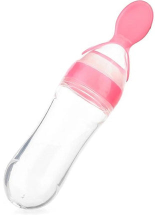Silicone Baby Feeding Bottle 90mL – Leakproof BPA-Free Food Dispenser with Spoon and Cover