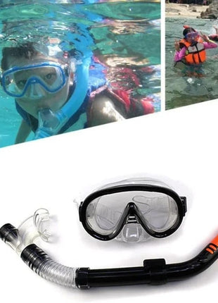 Youth Snorkel and Mask Set – Dual Lens Silicone Skirt – Adjustable Strap – Splash Guard Tube – Red, Blue, Black, Yellow