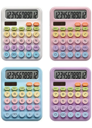 12-Digit Solar Calculator – Pastel Dopamine Design – Large Buttons – Classroom & Office Use