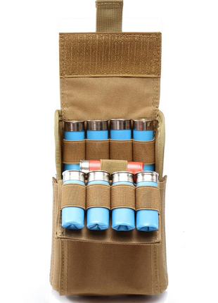 12GA Shotgun Shell Holder Pouch 25-Round Nylon MOLLE Tactical Ammo Carrier Bag – Black/Khaki/Green
