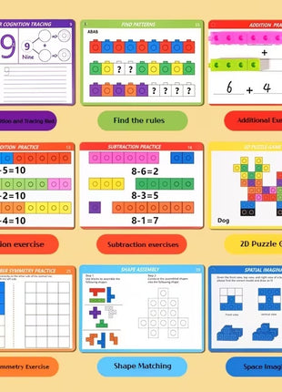 100pc Math Linking Cubes Set – 24 Activity Cards – STEM Building Blocks for Counting, Patterns & Fine Motor Skills – Multicolor