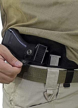 Ambidextrous IWB Holster, Black Neoprene Concealed Carry with Guard, Metal Clips, 2 Magazine Pouches, Fits Most EDC Subcompact to Full-Size Handguns