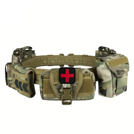 7-in-1 Tactical Battle Belt 1000D Nylon with Quick Release Buckle, Heavy Duty MOLLE Utility Belt for Police Military Outdoor