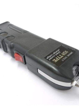 Stun Gun 928 – 3 Million Volt Rechargeable Self-Defense Flashlight – Anti-Snatch Shock Plates – Black