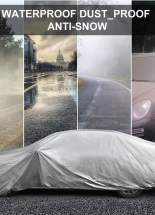 Waterproof PEVA Car Cover with UV Protection, Scratch Resistant, Breathable Elastic Hem, All-Weather Outdoor Vehicle Cover-XXL