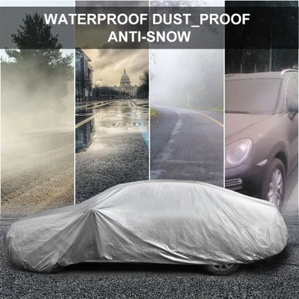Waterproof PEVA Car Cover with UV Protection, Scratch Resistant, Breathable Elastic Hem, All-Weather Outdoor Vehicle Cover-XXL