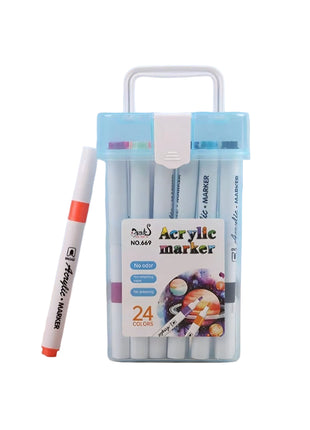 Acrylic Markers Set – Water-Based Fine Tip – Non-Toxic Assorted Colors with Carry Box