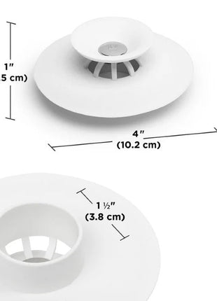 2-in-1 Silicone Sink Drain Stopper & Hair Catcher Universal Bathtub Plug 10cm Leak-Proof White