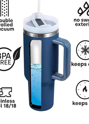 1.2L Stainless Steel Tumbler - Double-Wall Vacuum Insulated, Splash Proof, BPA-Free Lid with Rotating Cover