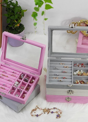 Velvet Jewellery Storage Box – Ring, Earring & Bracelet Organiser