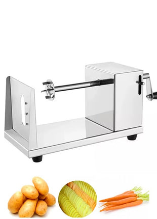 Stainless Steel Potato Slicer with Peeler and Handle, Manual Adjustable Vegetable Spiral Cutter