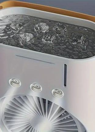 Dual-Head USB Air Cooler with Mist Humidifier – 3-Speed LED Fan – White