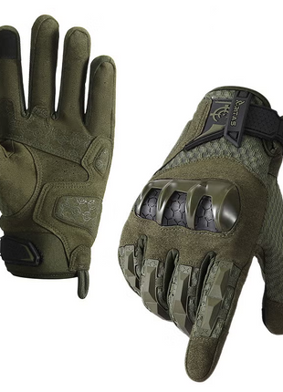 L Waterproof Windproof Insulated Touchscreen Gloves with Silicone Grip Palm & Knuckle Protection - Green