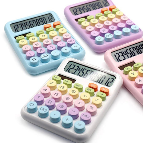 12-Digit Solar Calculator – Pastel Dopamine Design – Large Buttons – Classroom & Office Use