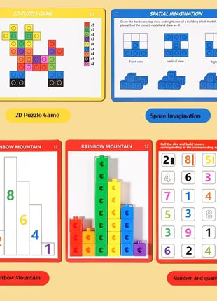 100pc Math Linking Cubes Set – 24 Activity Cards – STEM Building Blocks for Counting, Patterns & Fine Motor Skills – Multicolor