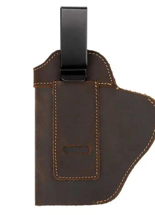 Universal Leather Gun Holster 11x13cm – Ambidextrous Clip – Compact Pistol Fit – Black/Brown/Coffee