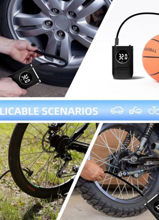 Cordless Mini Air Compressor 150 PSI – 4000mAh Rechargeable Tyre Inflator with LED Light, USB-C – Digital Pump for Car, Bike, Ball