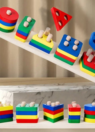 Wooden Shape Sorting Toy Board – 21-Piece Eco-Friendly Set – Color Learning & Fine Motor – Multicolor