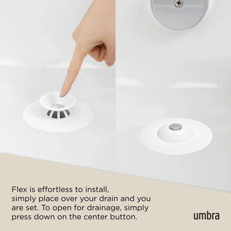 2-in-1 Silicone Sink Drain Stopper & Hair Catcher Universal Bathtub Plug 10cm Leak-Proof White