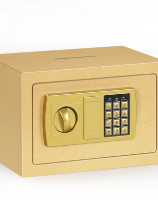 Digital Security Safe, 8.5L Steel Electronic Home Safe with Keypad Lock, Wall-Mountable, 20 x 20 x 31 cm, Override Keys Included Gold