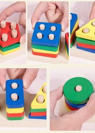 Wooden Shape Sorting Toy Board – 21-Piece Eco-Friendly Set – Color Learning & Fine Motor – Multicolor