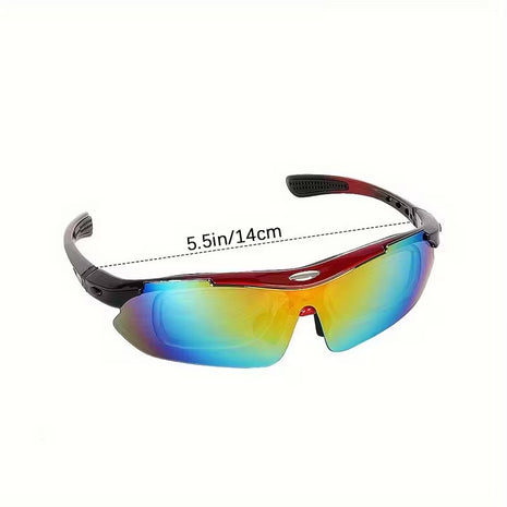 Sports Sunglasses 14cm UV400 PC Lens – Wraparound Impact-Resistant Eyewear – Blue