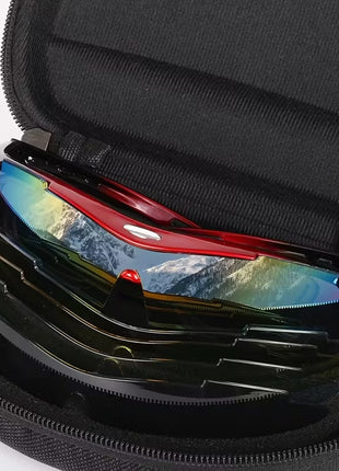 Sports Sunglasses 14cm UV400 PC Lens – Wraparound Impact-Resistant Eyewear – Rainbow Tint