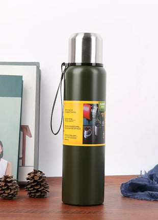 Stainless Steel Green Insulated Vacuum Bottle Double Wall Thermal Flask for Hot and Cold Drinks