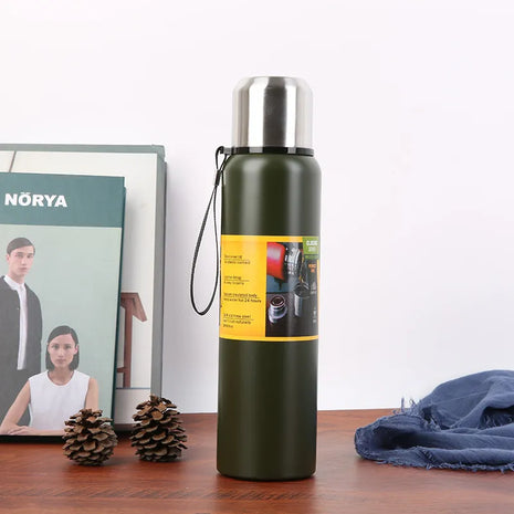 Stainless Steel Green Insulated Vacuum Bottle Double Wall Thermal Flask for Hot and Cold Drinks
