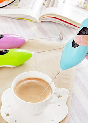 Handheld Electric Coffee Whisk Milk Frother Battery Powered Stainless Steel Drink Mixer