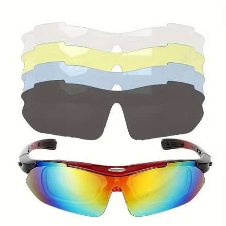 Sports Sunglasses 14cm UV400 PC Lens – Wraparound Impact-Resistant Eyewear – Rainbow Tint