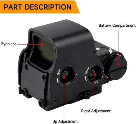 Holographic Red Dot Sight 1×30mm Aluminum – Compact Tactical Optic with Quick Release Mount – Black