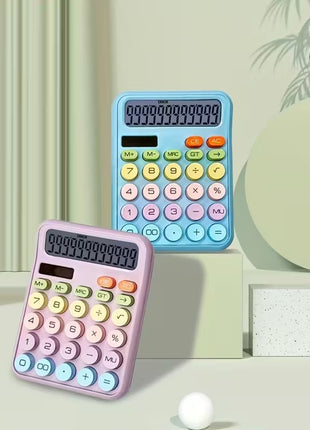 12-Digit Solar Calculator – Pastel Dopamine Design – Large Buttons – Classroom & Office Use