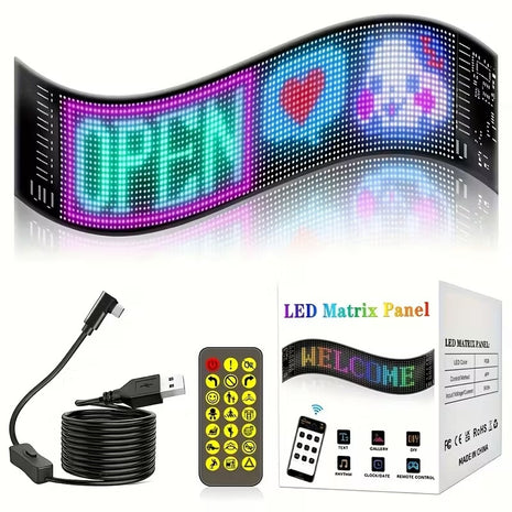 Flexible LED Matrix Panel 16x64 Pixels - Programmable, USB Powered, App Controlled