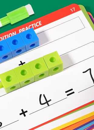 100pc Math Linking Cubes Set – 24 Activity Cards – STEM Building Blocks for Counting, Patterns & Fine Motor Skills – Multicolor