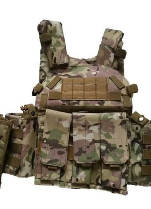 Tactical MOLLE Plate Carrier Vest Adjustable S–2XL – 600D Oxford with 3 Pouches and Drag Handle – Black