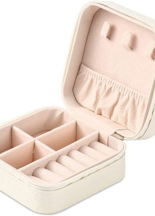 Small Jewellery Storage Box | PU Leather Travel Case with Zip Closure