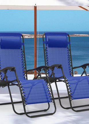 Outdoor Folding Reclining Lounge Chair 110×68×65 cm – Steel/Textilene – Adjustable Headrest & Cup‑Holder Tray – Multiple Colours