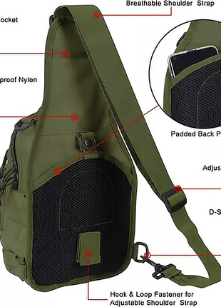 Tactical Sling Bag 6L Oxford Cloth Crossbody Daypack – Waterproof MOLLE Shoulder Pack