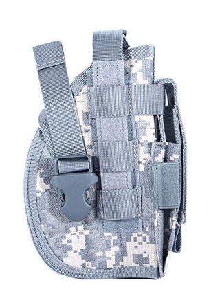 Tactical Pistol Holster Medium – Right Hand MOLLE Fit 600D Nylon with Mag Pouch – Black