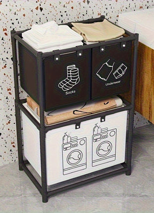 4-Compartment Laundry Sorter 20L Fabric – Vertical Space-Saving Hamper with Foldable Bins &amp; Moisture-Resistant Frame – Black
