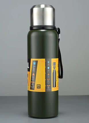Stainless Steel Green Insulated Vacuum Bottle Double Wall Thermal Flask for Hot and Cold Drinks