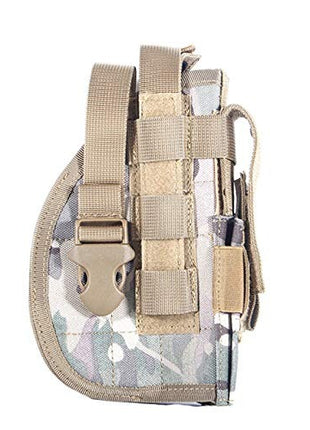 Tactical Pistol Holster Medium – Right Hand MOLLE Fit 600D Nylon with Mag Pouch – Black