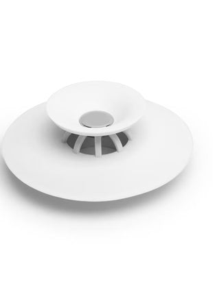 2-in-1 Silicone Sink Drain Stopper & Hair Catcher Universal Bathtub Plug 10cm Leak-Proof White